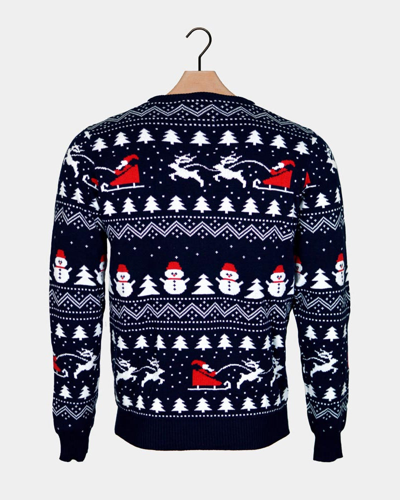 Jersey de Navidad Familia Árboles, Muñecos y Papá Noel Algodón Orgánico espalda