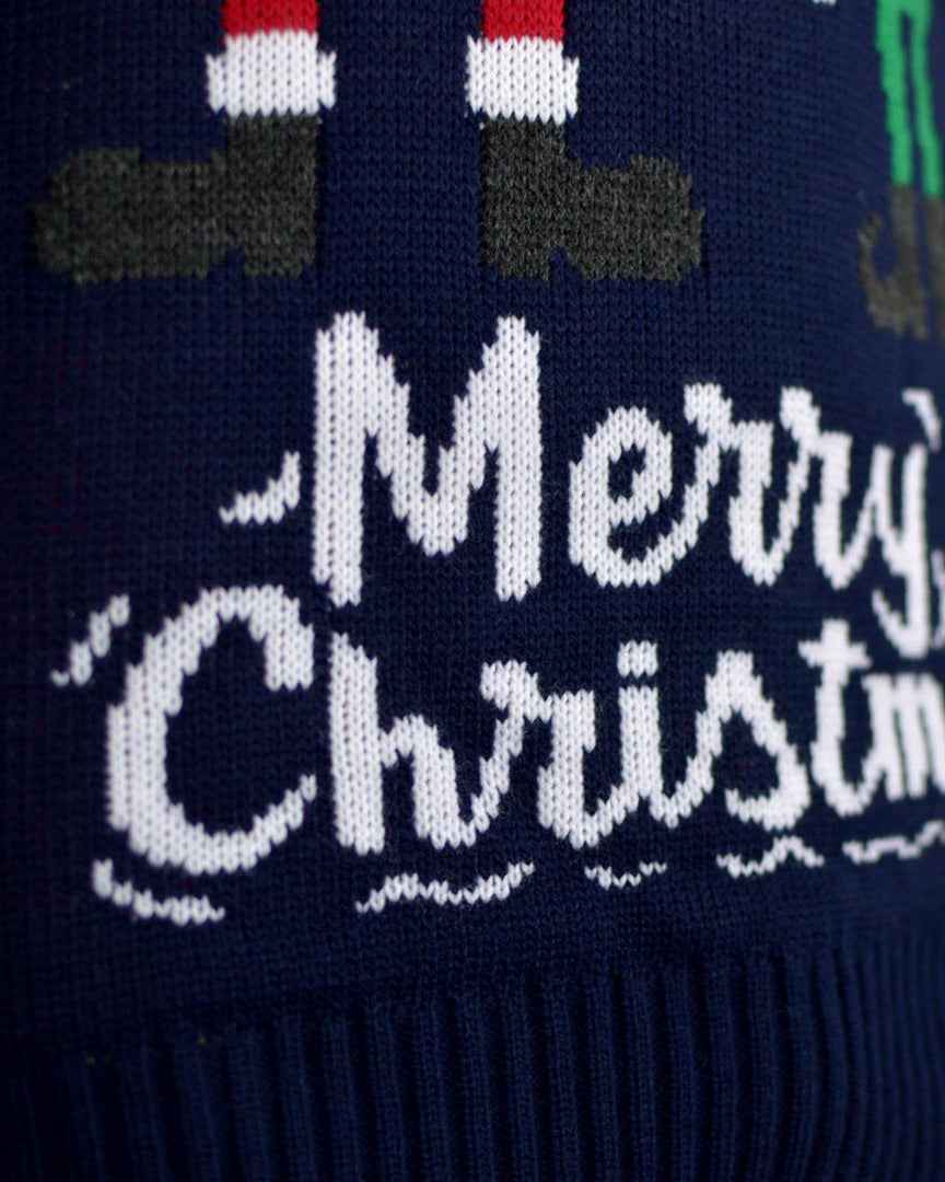 Jersey Navideño para Hombre Papá Noel y Elfo Detalle