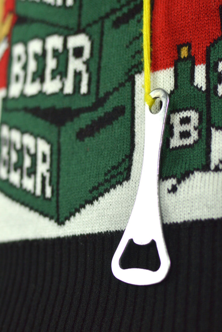 Jersey Navideño para Mujer Reno con Abridor de Cerveza Detalle 3D