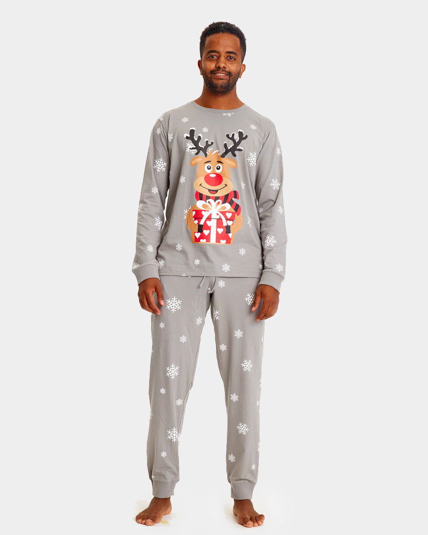 Pijama de Navidad Adultos Unisex Gris Reno Rodolfo Hombre