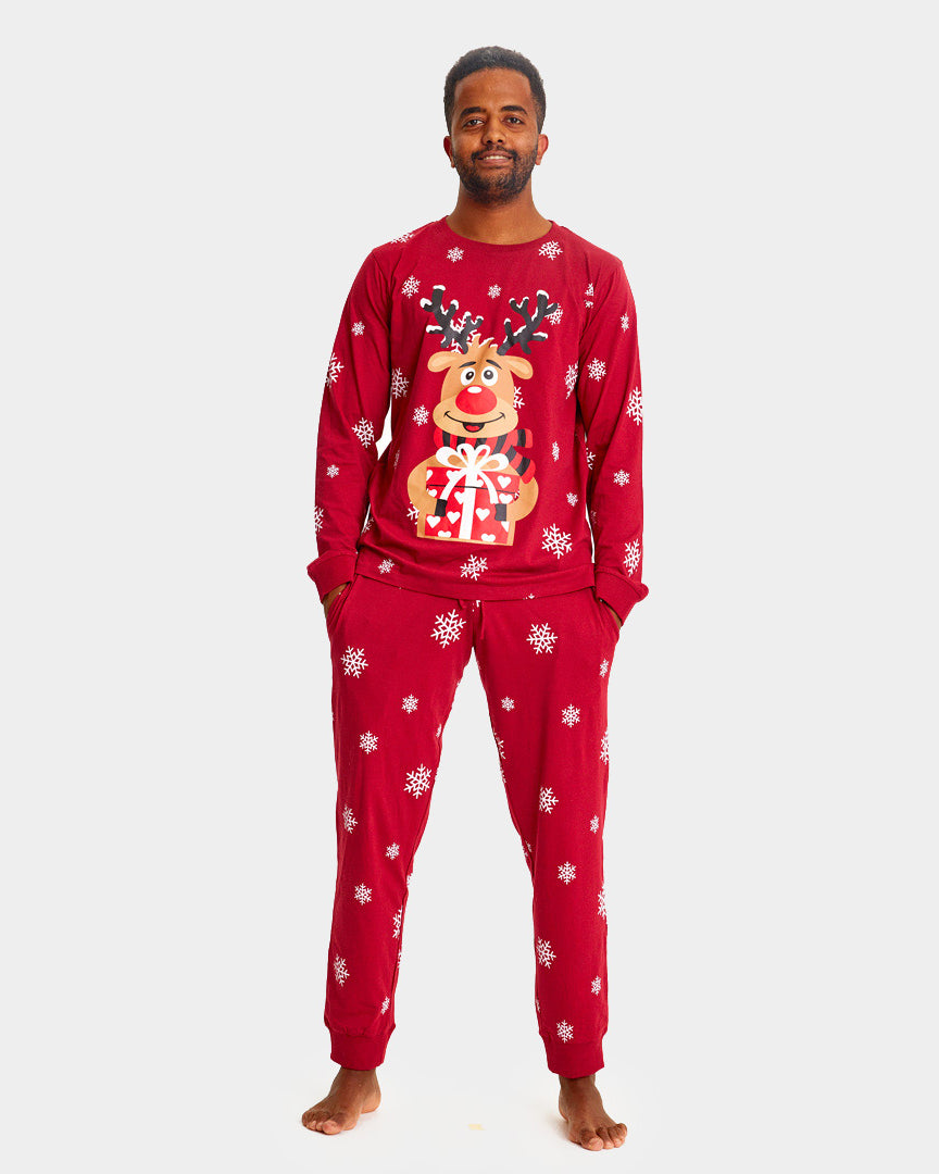 Pijama de Navidad Adultos Unisex Rojo Reno Rodolfo