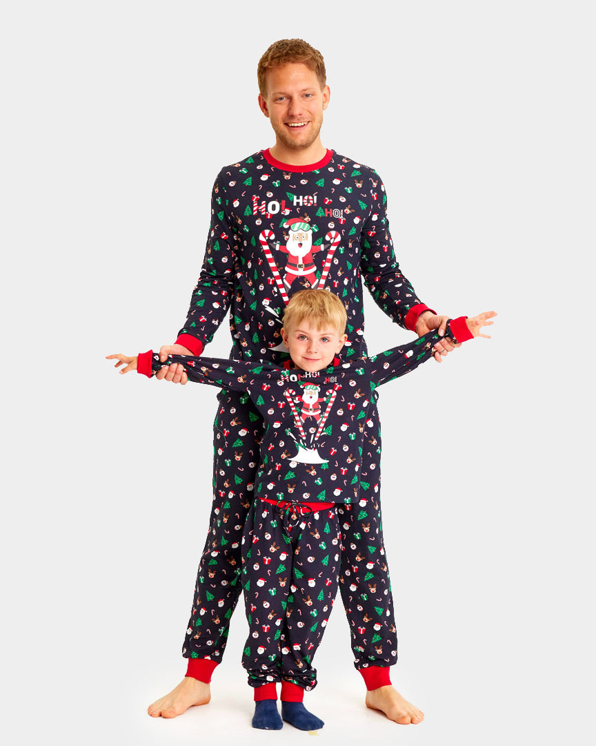 Pijama de Navidad para Niños con Papá Noel Esquiador Hombre