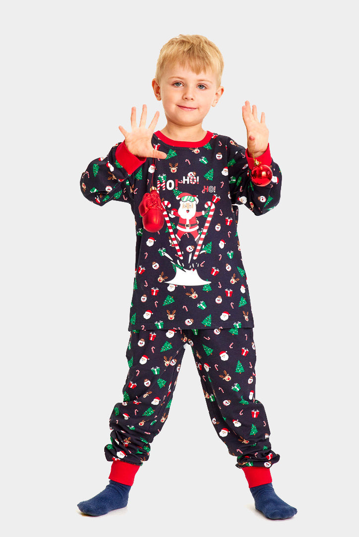Pijama de Navidad para Niños con Papá Noel Esquiador