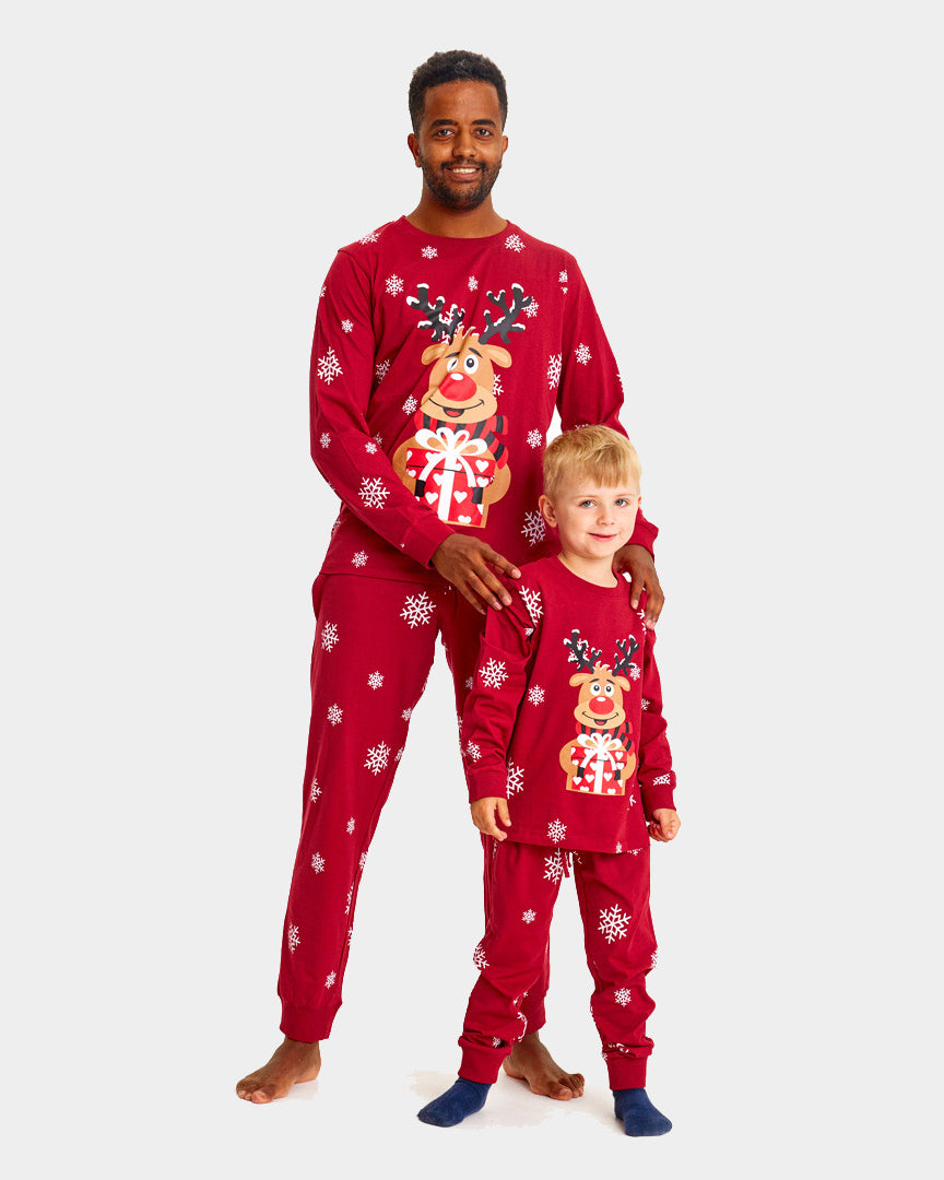 Pijama de Navidad para Niños Rojo Reno Rodolfo Hombre