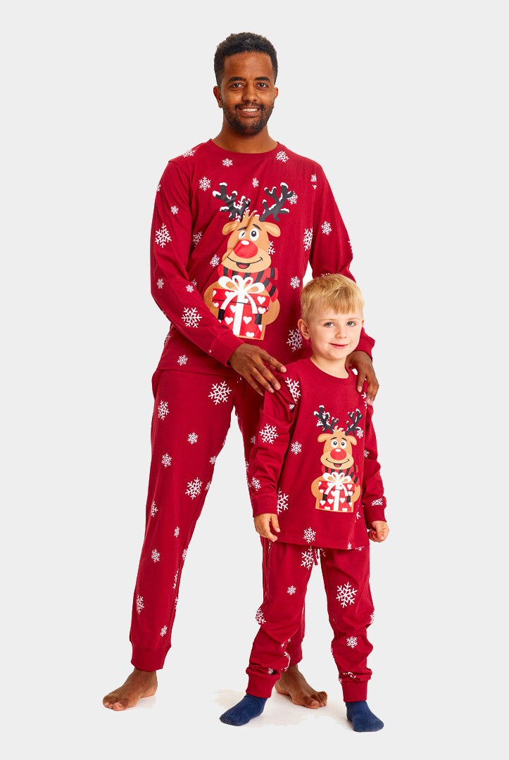 Pijama de Navidad para Niños Rojo Reno Rodolfo Hombre