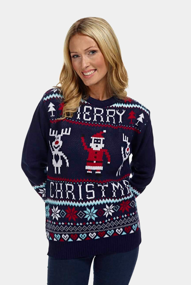 Jersey Navideño Mujer Merry Christmas Azul