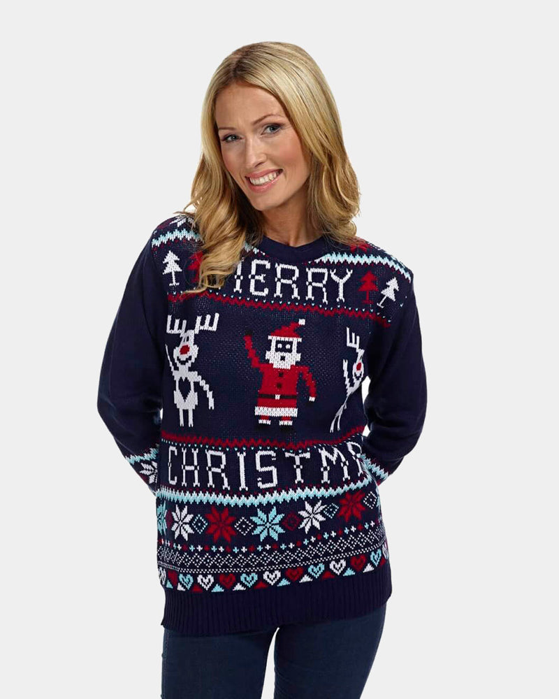 Jersey Navideño Mujer Merry Christmas Azul