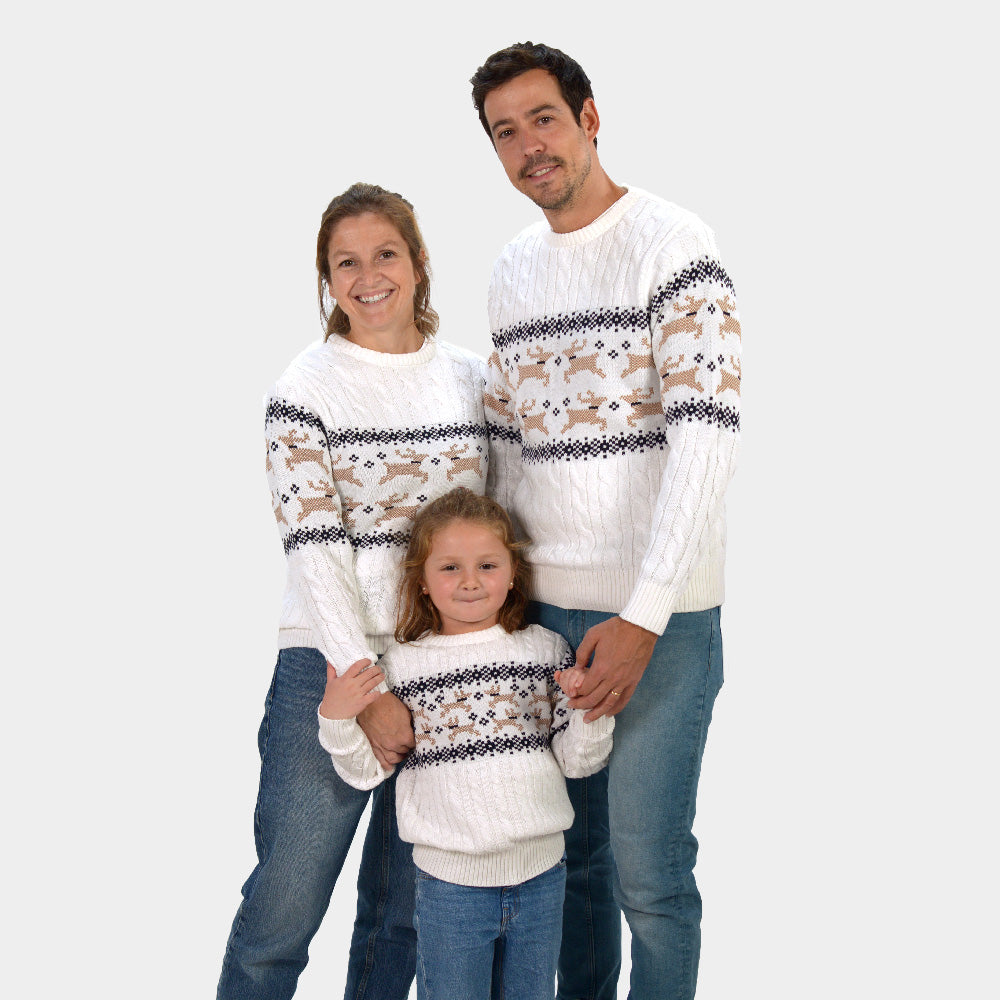Jersey de Navidad para Familia Elegante Blanco Alaska Algodón