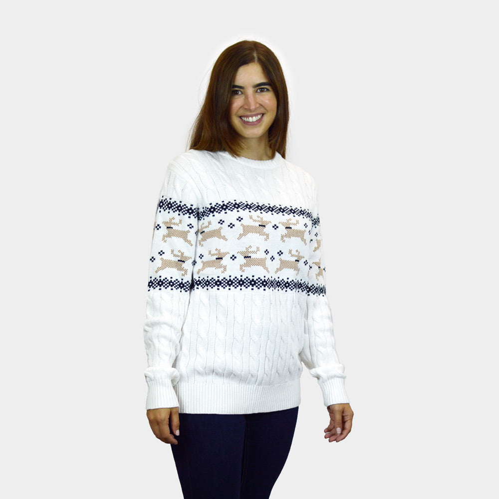 Jersey de Navidad Parejas Elegante Blanco Alaska mujer