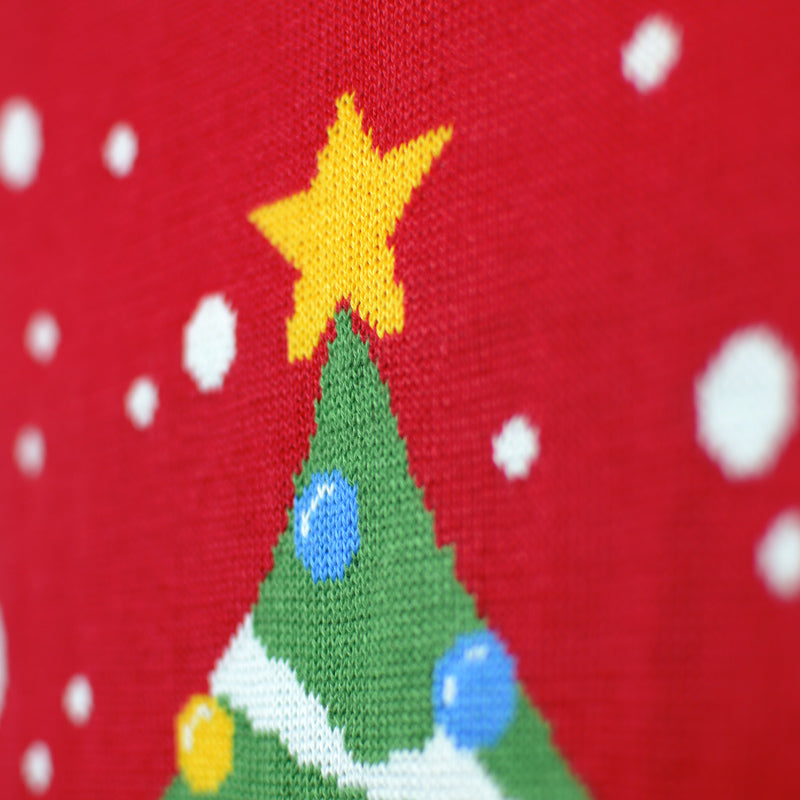 Jersey de Navidad para Niña y Niño Rojo Árbol de Navidad detalle