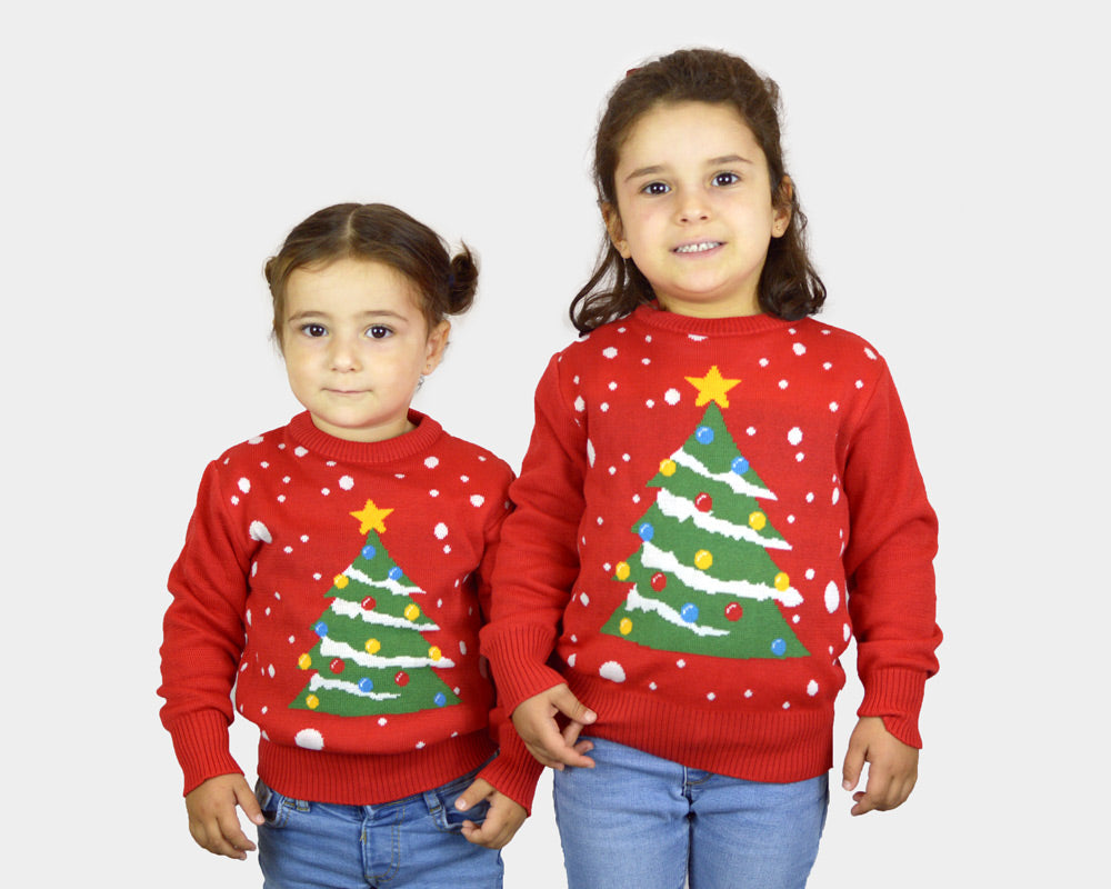 Jersey de Navidad para Niña Rojo Árbol de Navidad