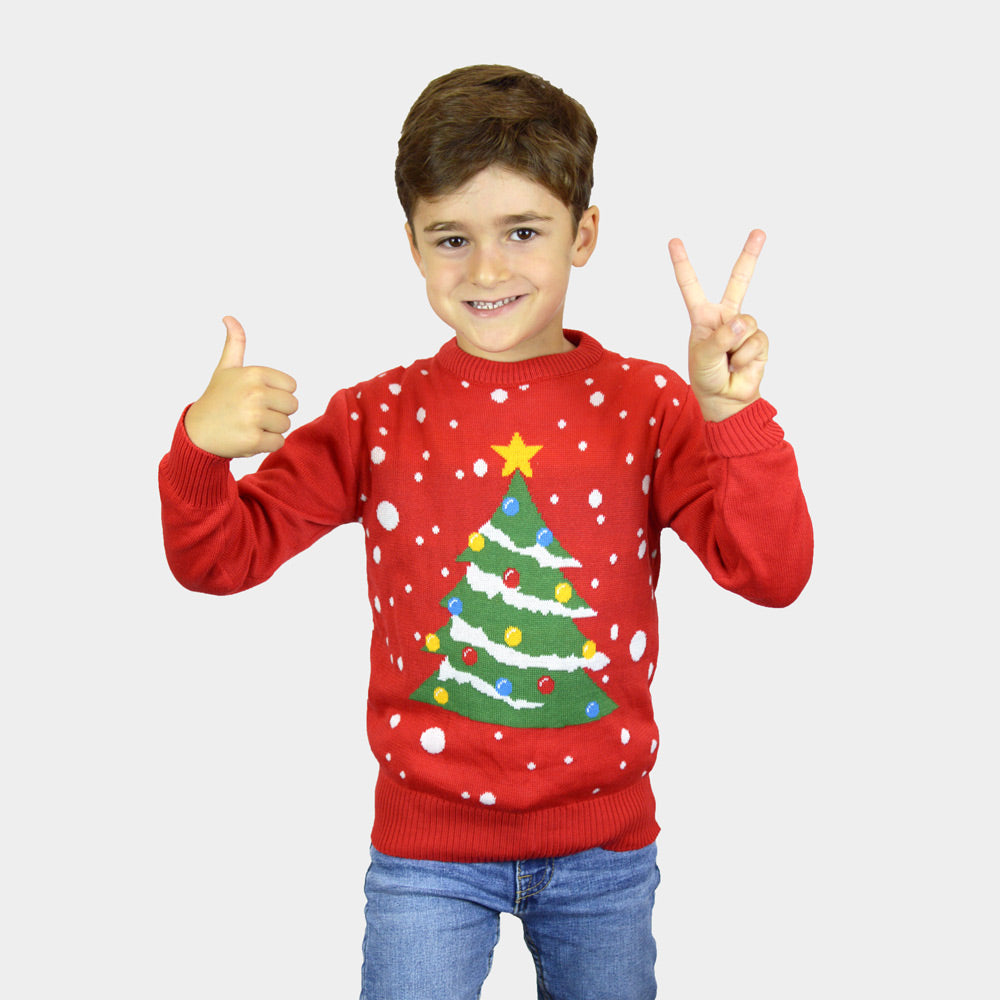 Jersey de Navidad para Niño Rojo Árbol de Navidad