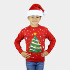 Jersey de Navidad para Niña y Niño Rojo Árbol de Navidad