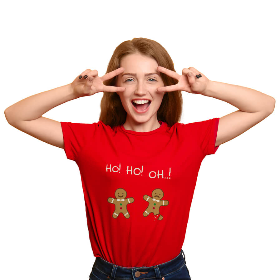 Camiseta de Navidad para Familia Roja Gingerbreads mujer
