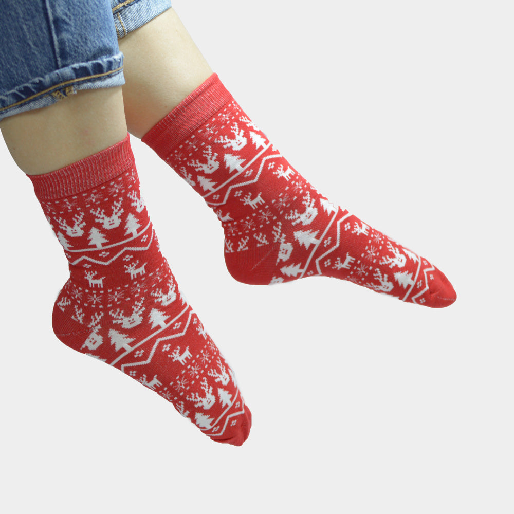 Calcetines de Navidad Renos Rojo Unisex 
