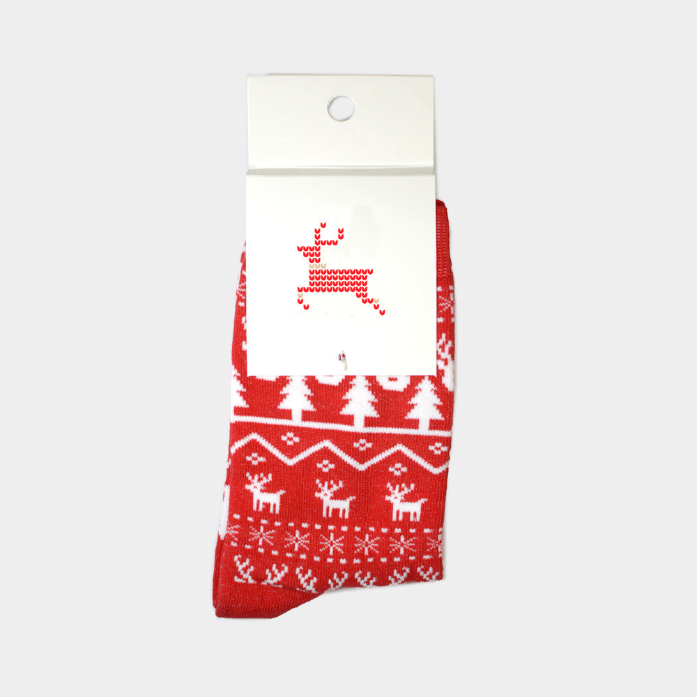 Calcetines de Navidad Unisex Renos Rojo
