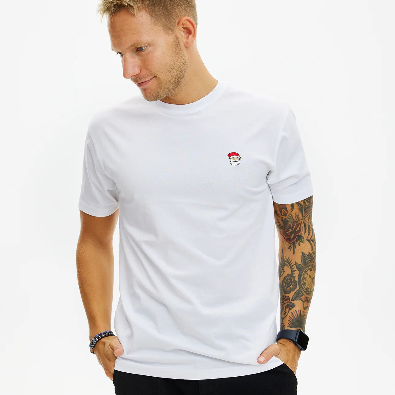 Camiseta de Navidad para Hombre y Mujer Blanca Santa
