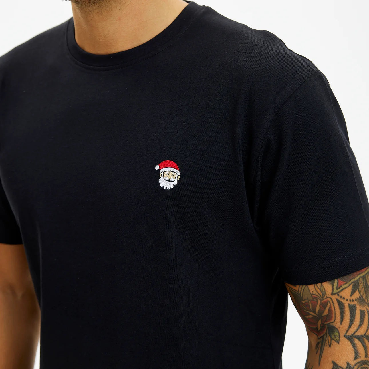 Camiseta de Navidad para Hombre y Mujer Santa Negra 
