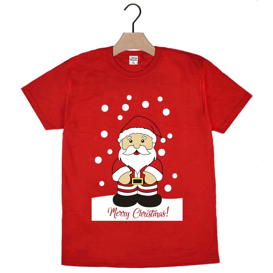 Camiseta de Navidad para Familia Roja con Papá Noel