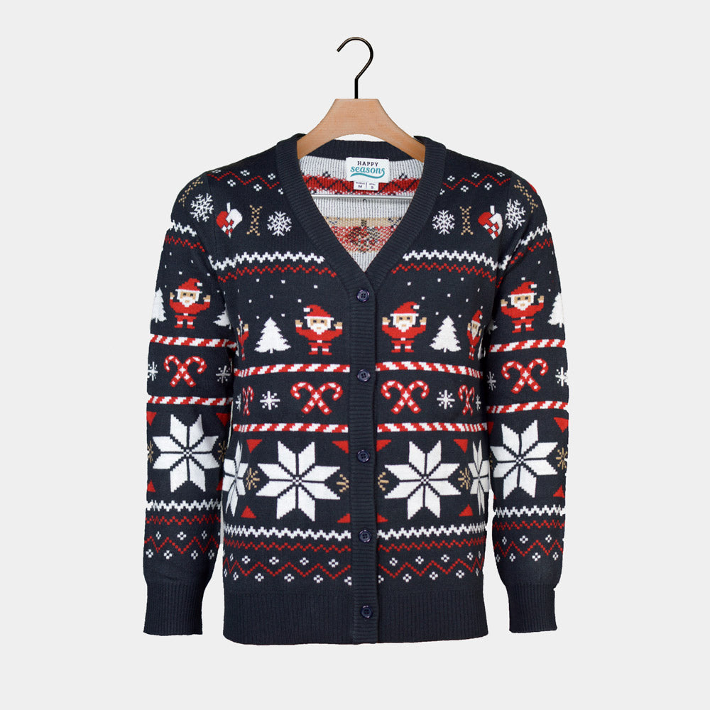 Cárdigan Jersey de Navidad para Hombre Azul Estrellas Polares
