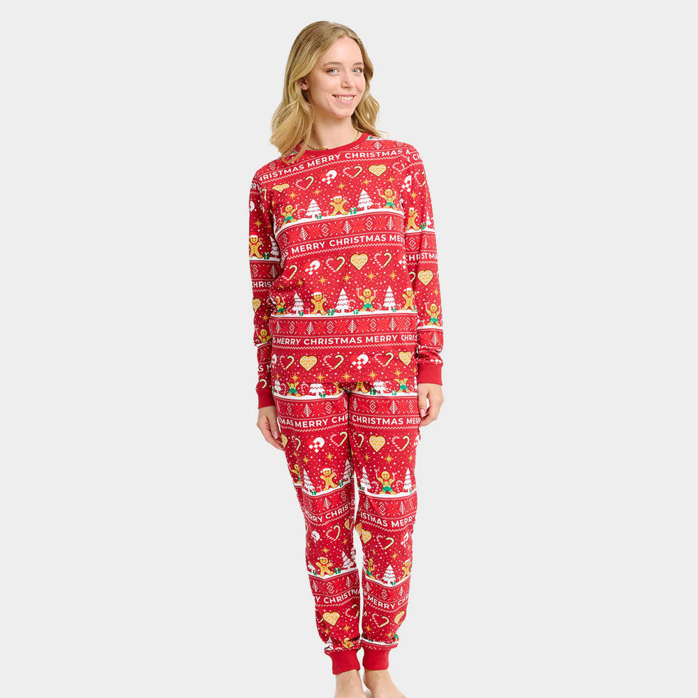 Gingercookies Pijama de Navidad para Mujer Unisex Rojo
