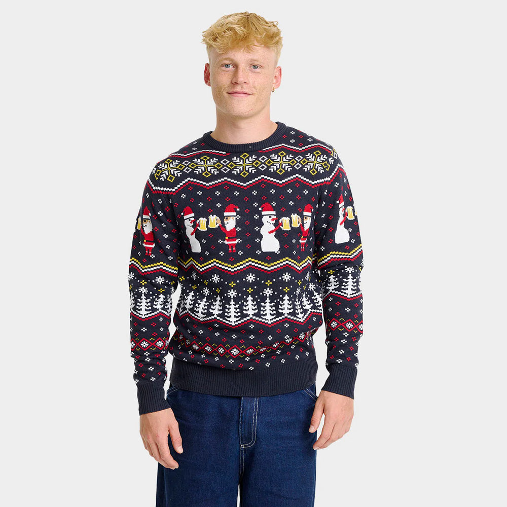 hombre Jersey de Navidad de Pareja Cheers Santa

