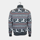 Jersey de Navidad Algodón Orgánico de cuello alto Hombre Gris Renos 
