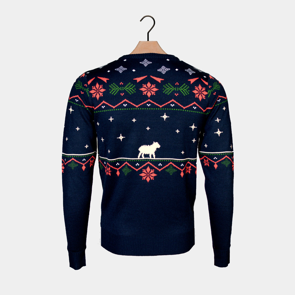 Jersey de Navidad azul Familia Portal de Belén
