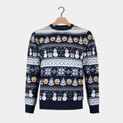 Jersey de Navidad Azul Mujer Muñecos de Nieve y Cenefas
