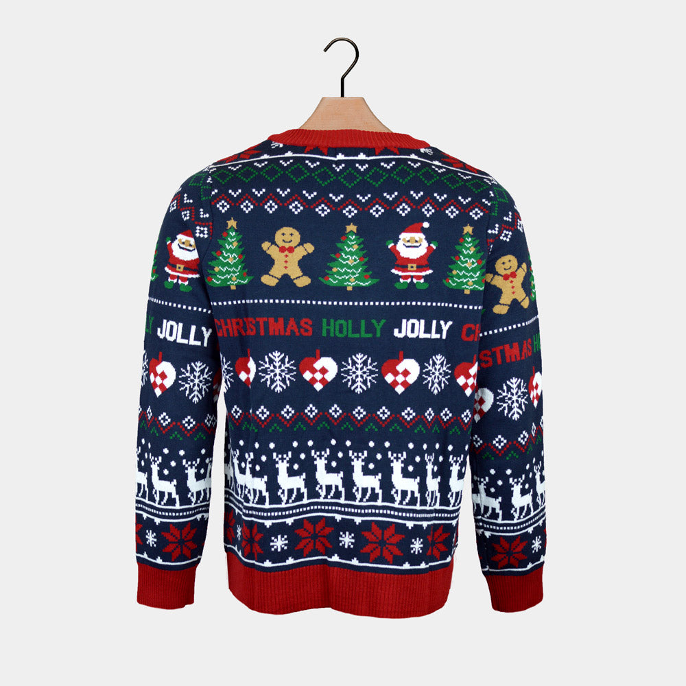 Jersey de Navidad para Hombre Azul y Rojo Cárdigan 
