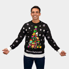 Jersey de Navidad Luces LED Hombre Árbol de Navidad Negro 
