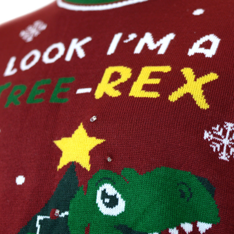 Jersey de Navidad con Luces LED para Familia Christmas Tree-Rex detalle
