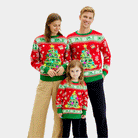Jersey de Navidad Familia Luces LED para Niña y Niño Rojo Árbol Navidad
