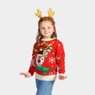 Jersey de Navidad Luces LED Familia Reno Brillante Lentejuelas Niña
