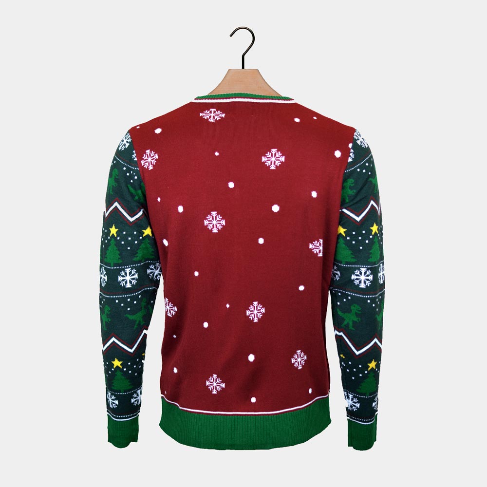 Jersey de Navidad con Luces LED para Hombre Christmas Tree-Rex espalda