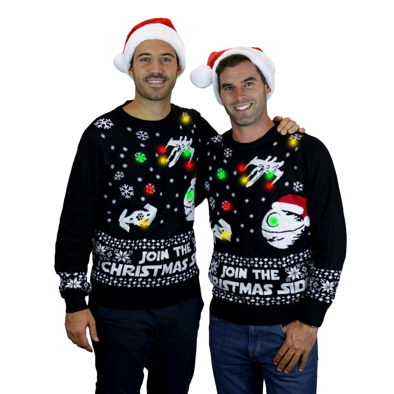 Jersey de Navidad con Luces LED pareja Hombres Join the Christmas Side
