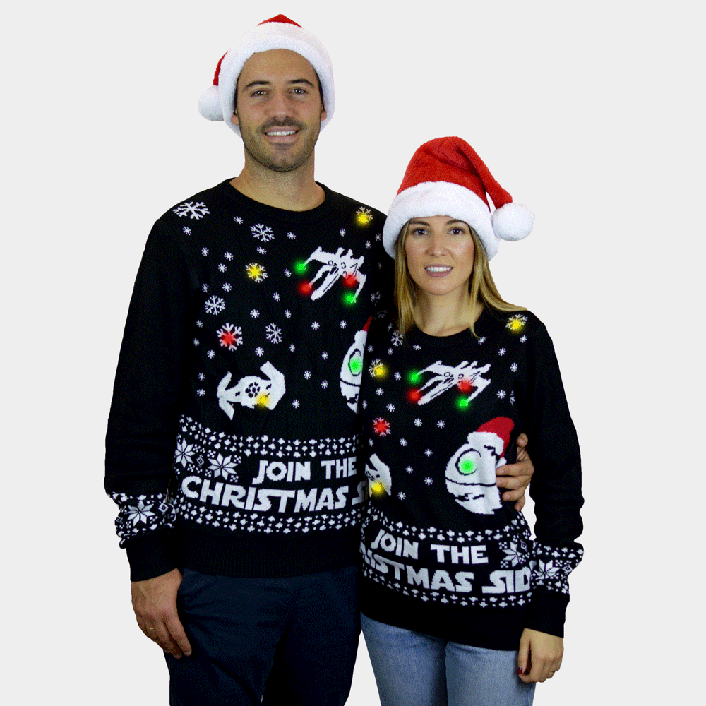 Jersey de Navidad Luces LED Hombre Mujer Star Wars Join the Christmas Side
