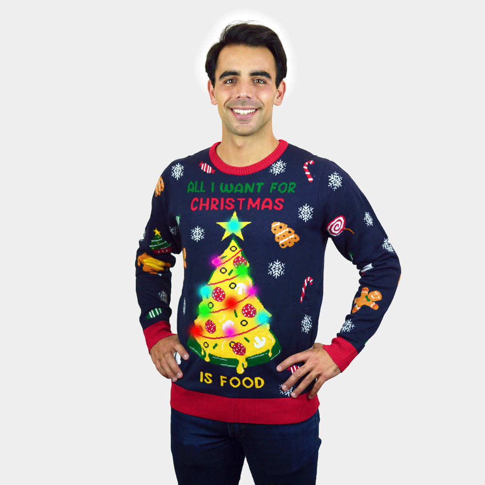 Jersey de Navidad con Luces LED Hombre Mujer Christmas Food

