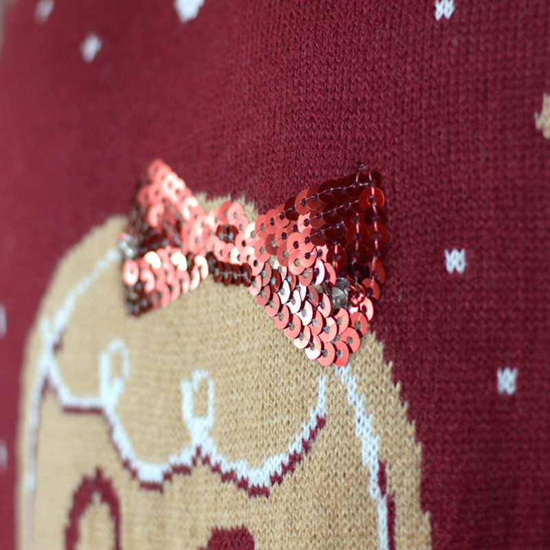 Jersey de Navidad con Luces LED para Niña y Niño Rojo Ginger Cookie detalle 2