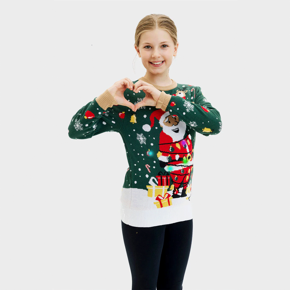 Jersey de Navidad con Luces LED Niña Papá Noel hecho un Lío
