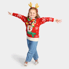 Jersey de Navidad Luces LED Niña Reno Brillante Lentejuelas
