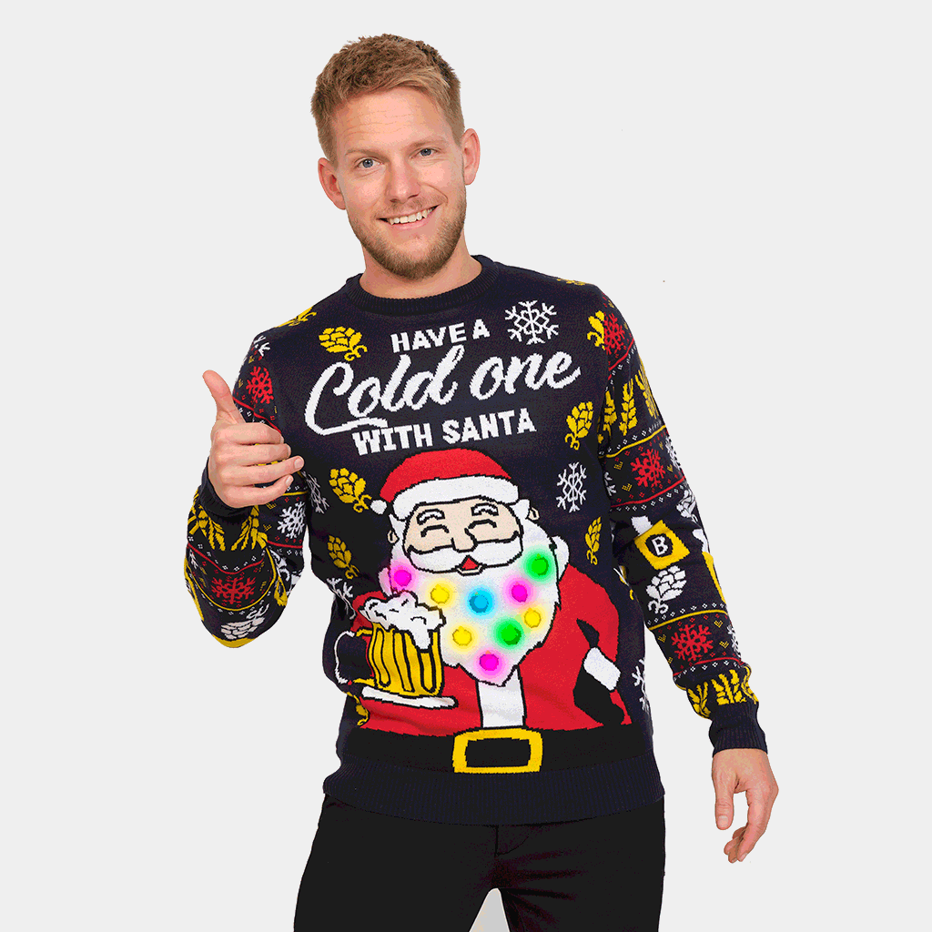 Jersey de Navidad con Luces LED para Mujer Santa Hombre Cerveza
