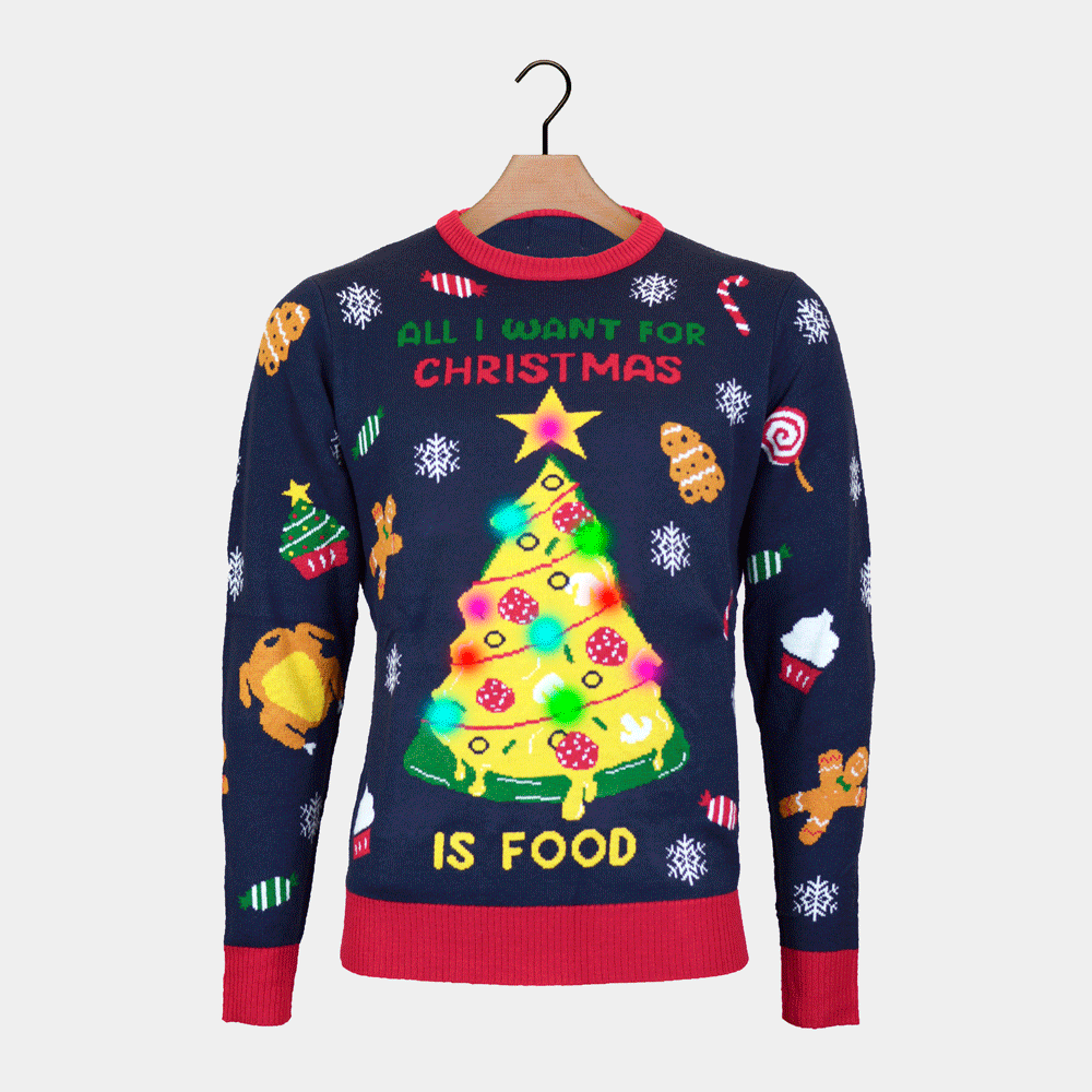 Jersey de Navidad con Luces LED Parejas Christmas Food
