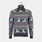Jersey de Navidad de cuello alto Gris Renos Algodón Orgánico Parejas 
