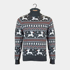 Jersey de Navidad de cuello Renos alto Hombre Gris Algodón Orgánico
