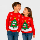 Jersey de Navidad Familia Árbol de Navidad Sonriente Rojo Niños
