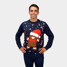 Jersey de Navidad para Familia Azul Gingerbread Hombre