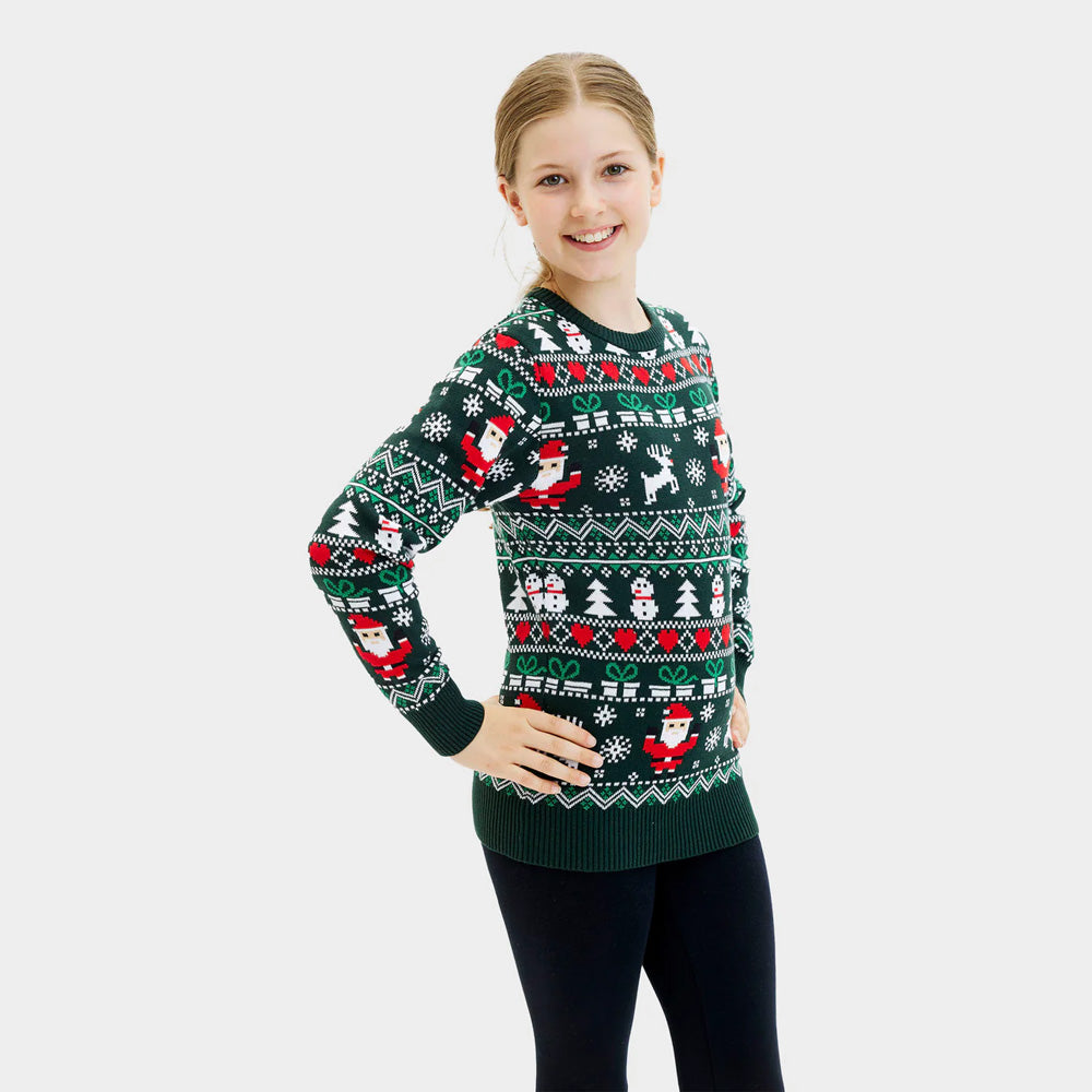 Jersey de Navidad para Familia Green Christmas Algodón Orgánico Niña
