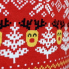 Jersey de Navidad Familia Muñecos de Nieve Cenefas Algodón Orgánico Rojo 
