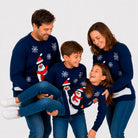 Jersey de Navidad Familia Pingüino Azul Marino
